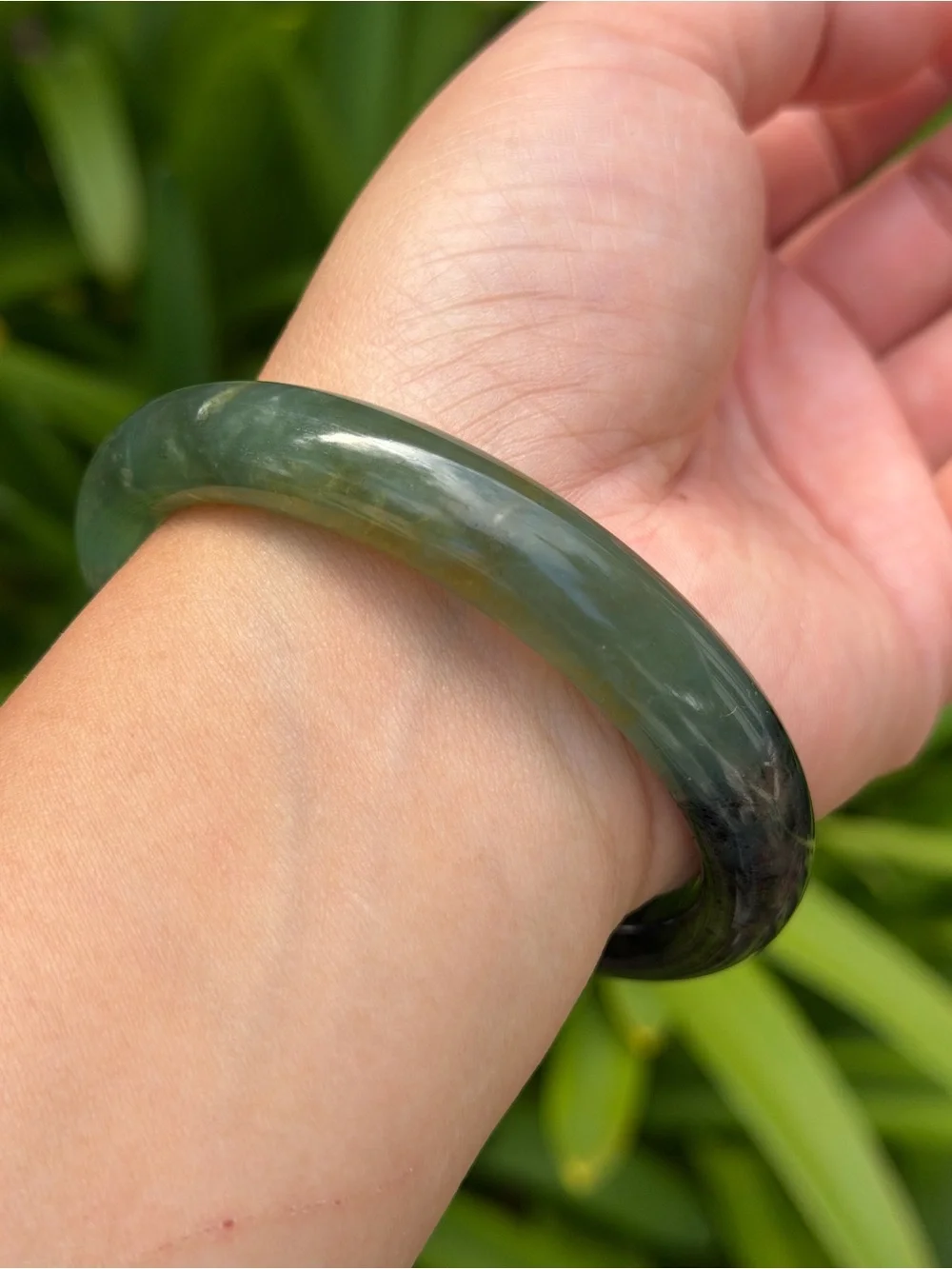 62mm inner diameter half half green xiuyu jade bangle 1739